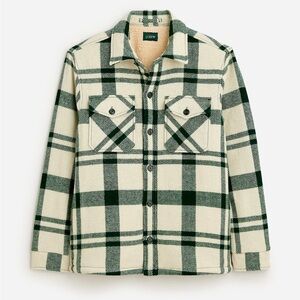 J. Crew Plaid Wool Shirt Jacket Sherpa Lined